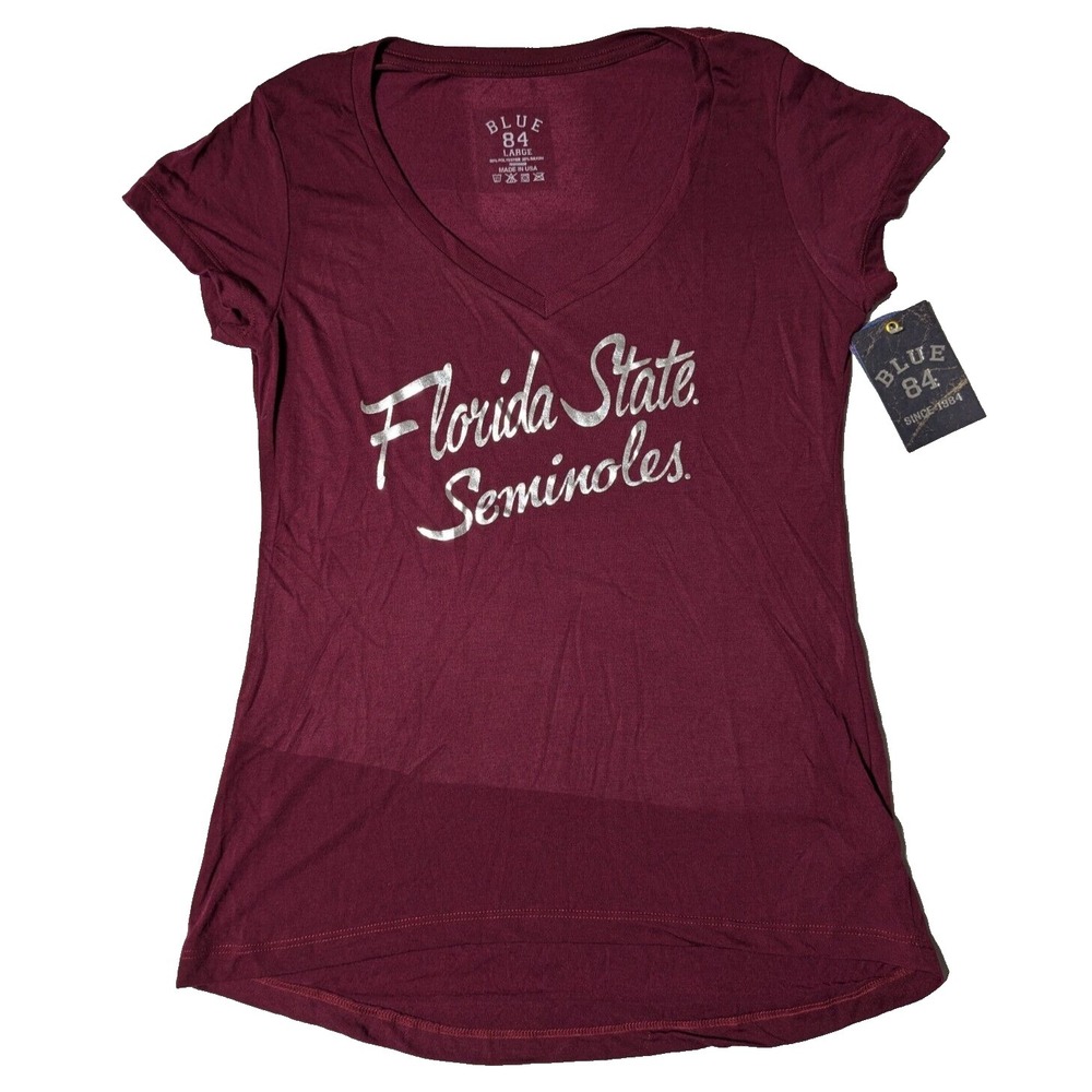 FLORIDA STATE SEMINOLES Juniors Large Maroon Blender Block Foil T-Shirt‎ NEW